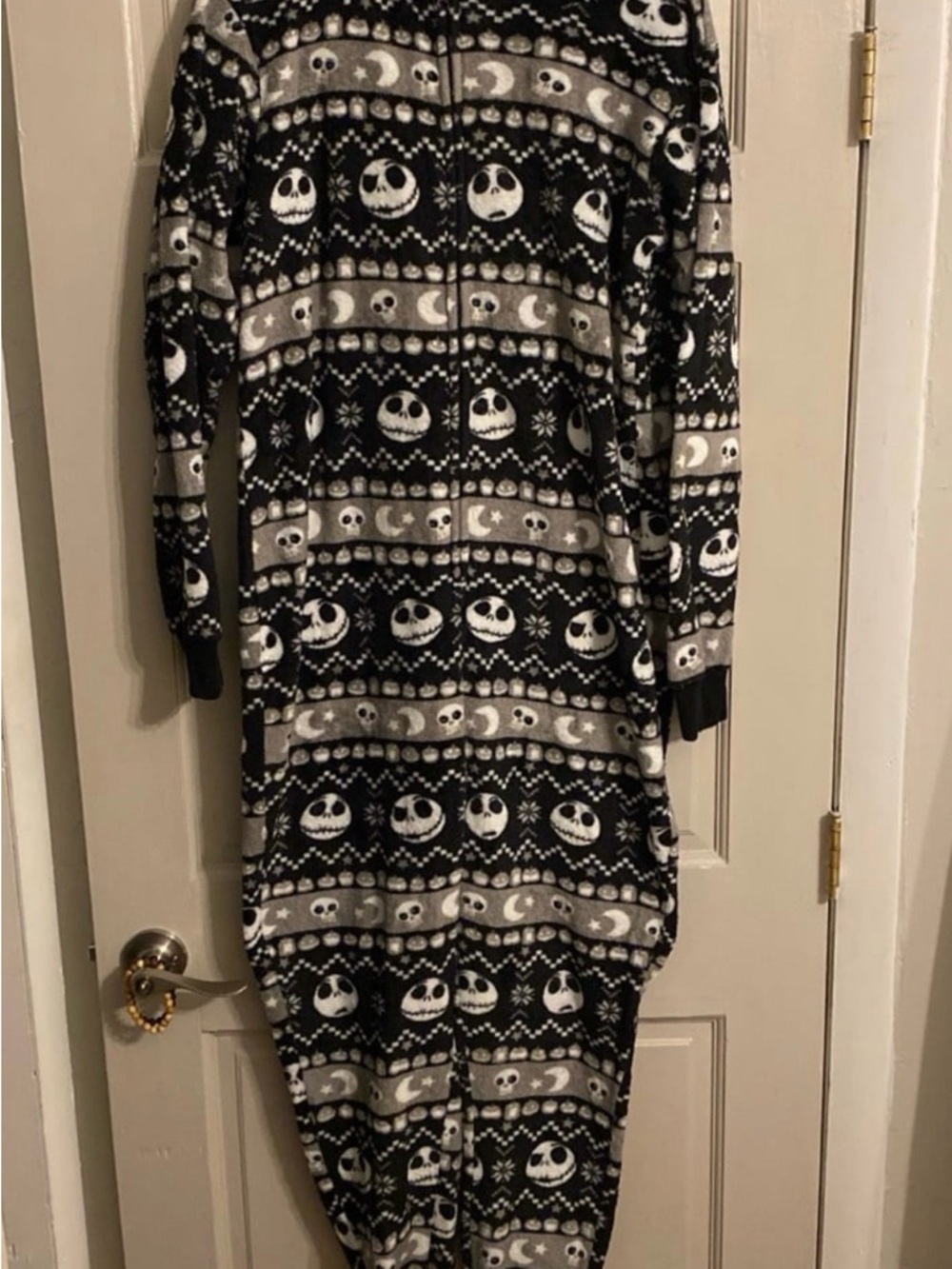 Black & Gray Skull Pattern Onesie Pajamas
